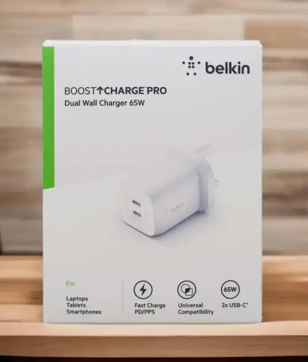 BELKIN BOOST CHARGE PRO GAN DUAL WALL CHARGER 65W | WHITE